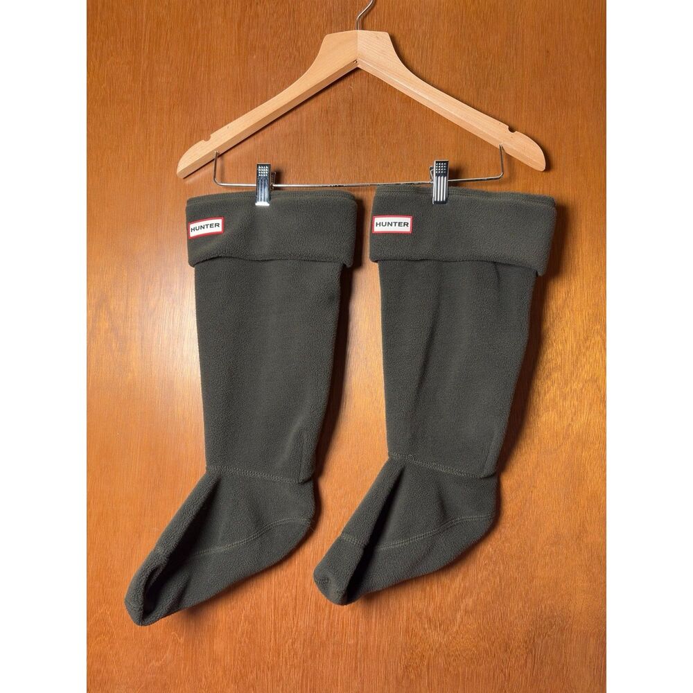 Hunter Dark Olive Boot Socks Size L Fleece Liner